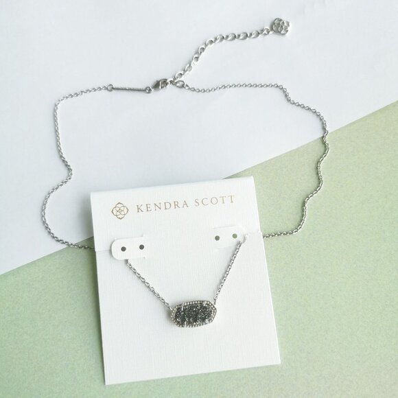 Kendra Scott Elisa Platinum Drusy Necklace - Silver - Picture 4 of 4
